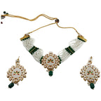 NS109 GREEN Kundan Necklace Earring Jewellery Set