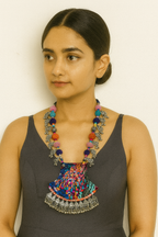Luxurious Stylish Handmade Navratri oxidised fabric fusion jewellery