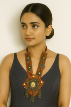 Classy Red Handmade Navratri oxidised fabric fusion jewellery