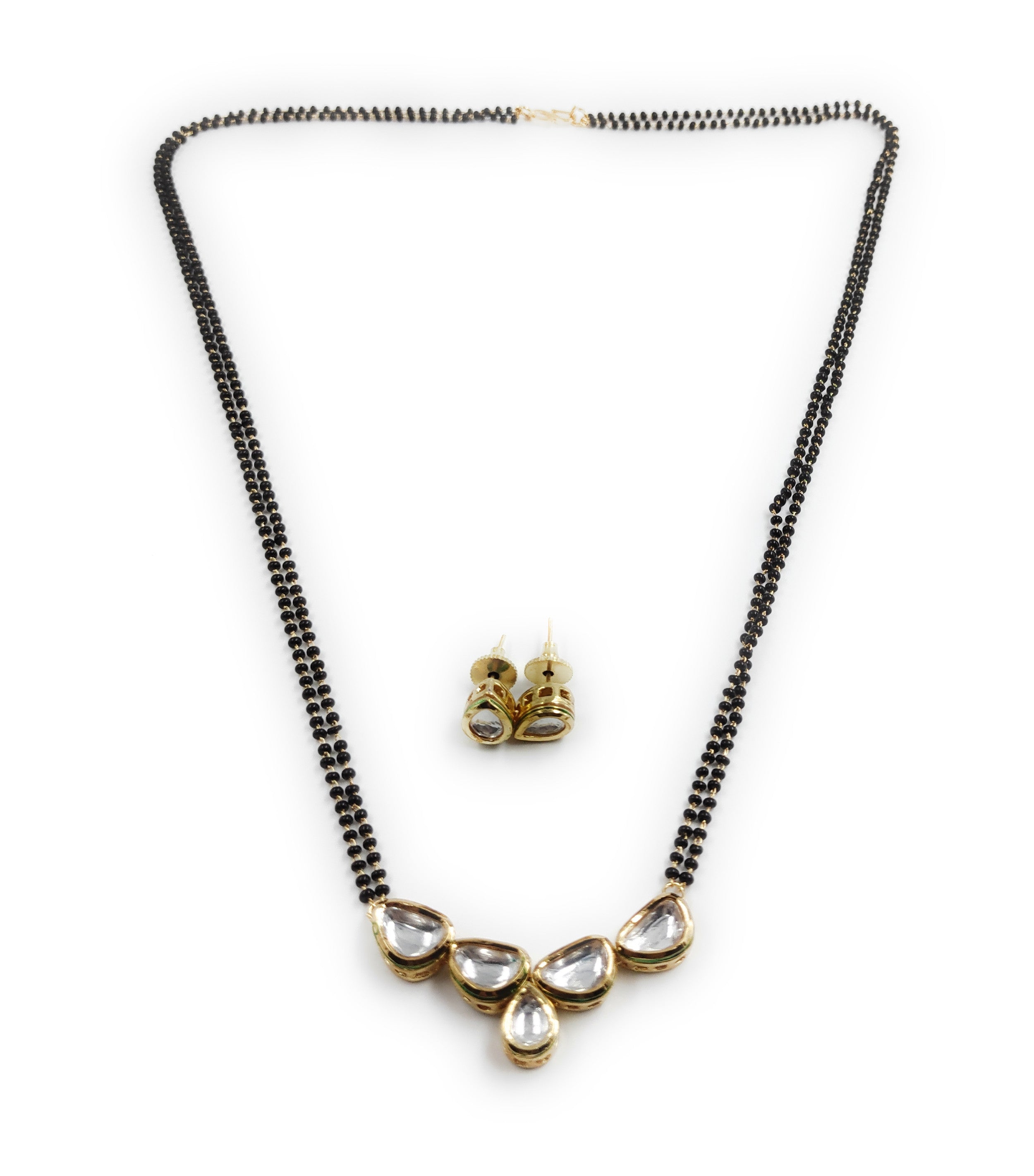 Single Line Kundan Set With Back Meenawork (K1 DROPLET)