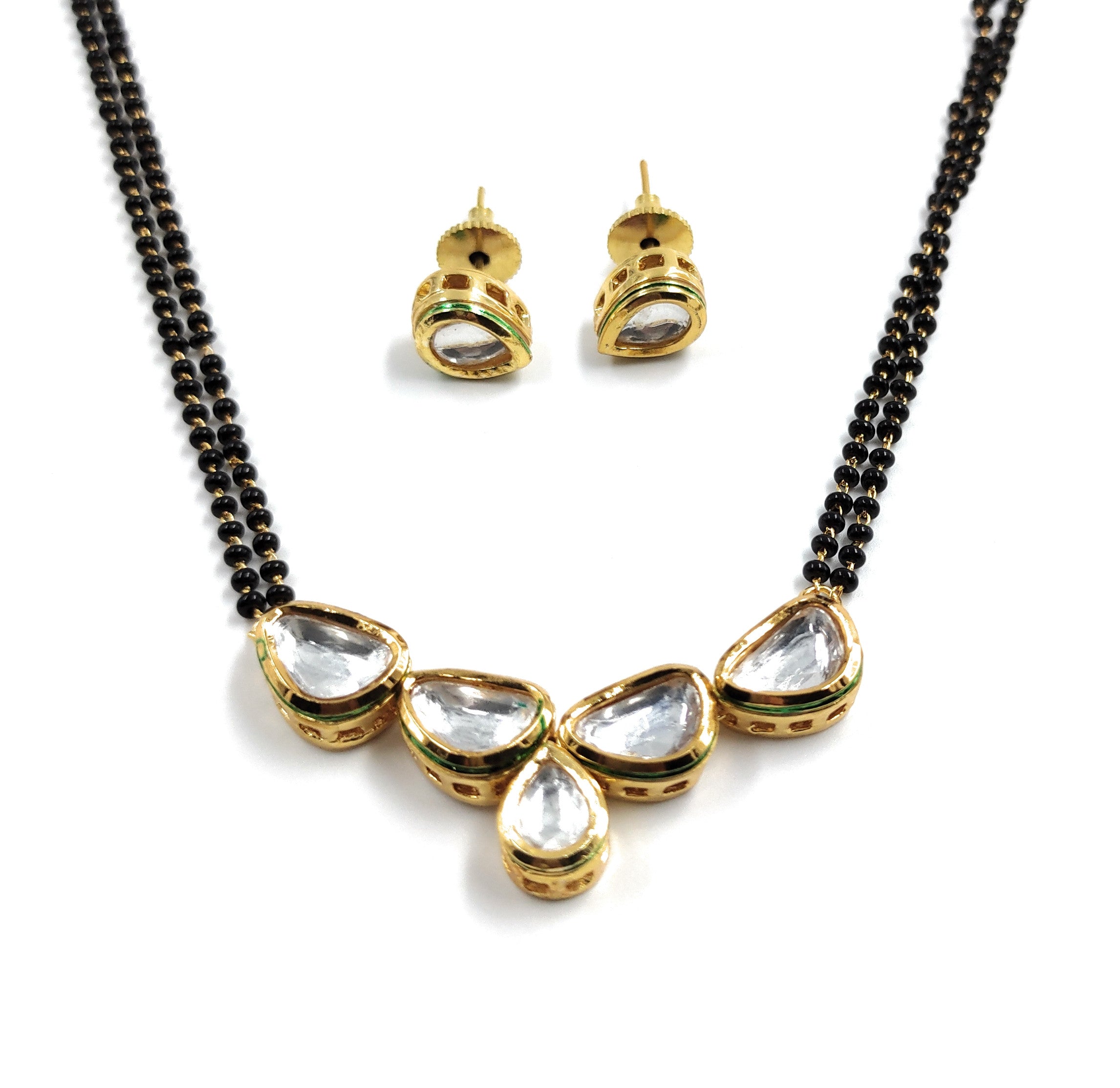Single Line Kundan Set With Back Meenawork (K1 DROPLET)