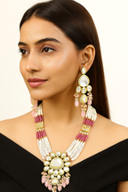 Elegance Kundan Baby Pink long necklace set (K56)