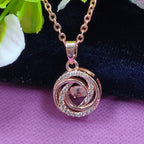 Round rosegold pendant necklace for women and girls