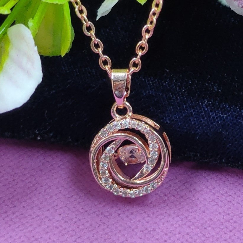 Round rosegold pendant necklace for women and girls