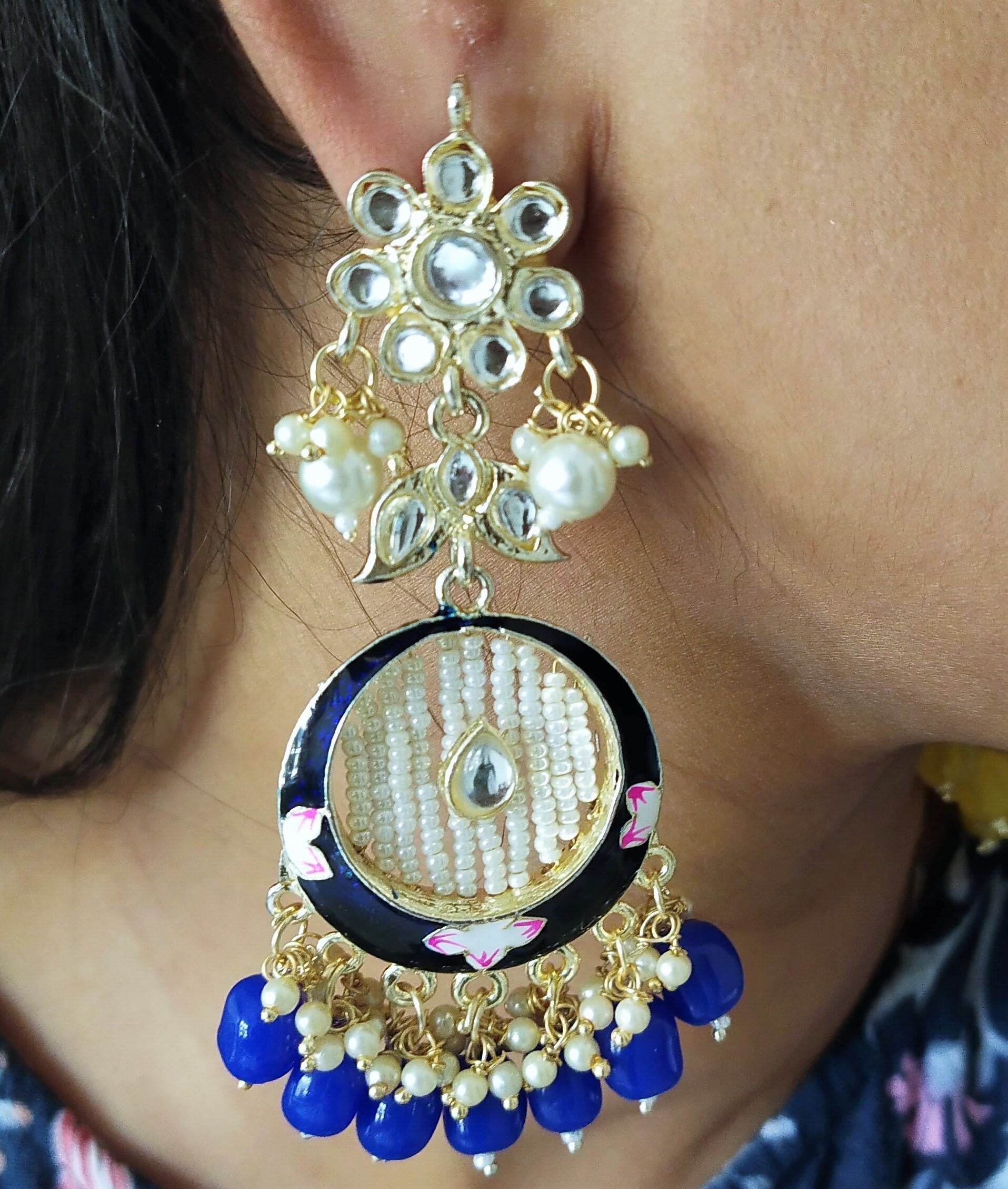 Kundan Meenakari Earring (ER66 BLUE)