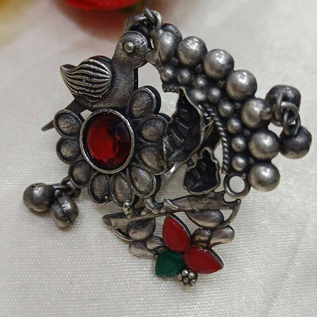 Royal Unique Oxidised Silver Plated Ring