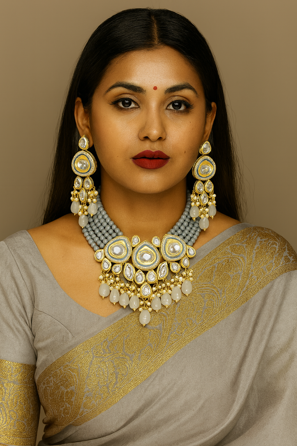 Premium quality kundan choker necklace set