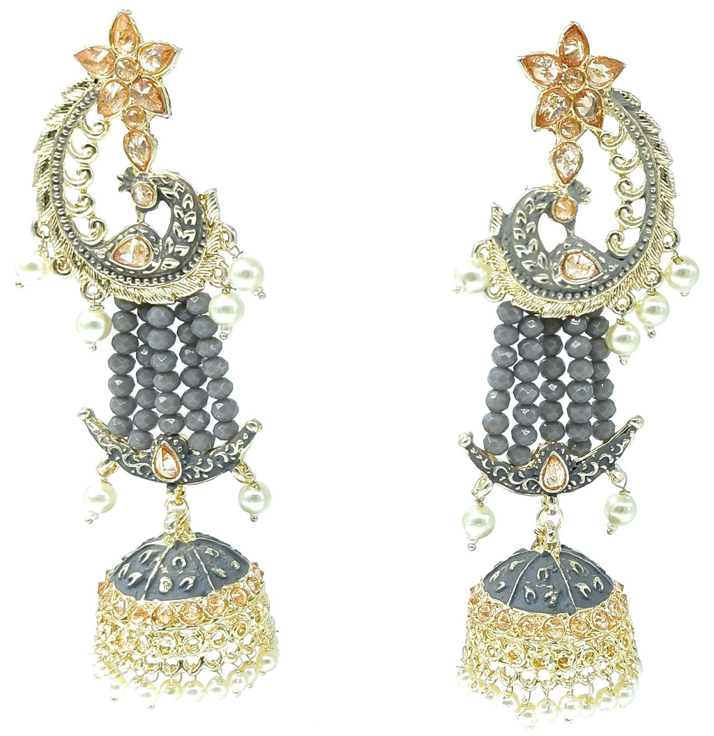 Meenakari Earring (ER23 GREY) - Earrings Artificial from Knight Angel Jewels
