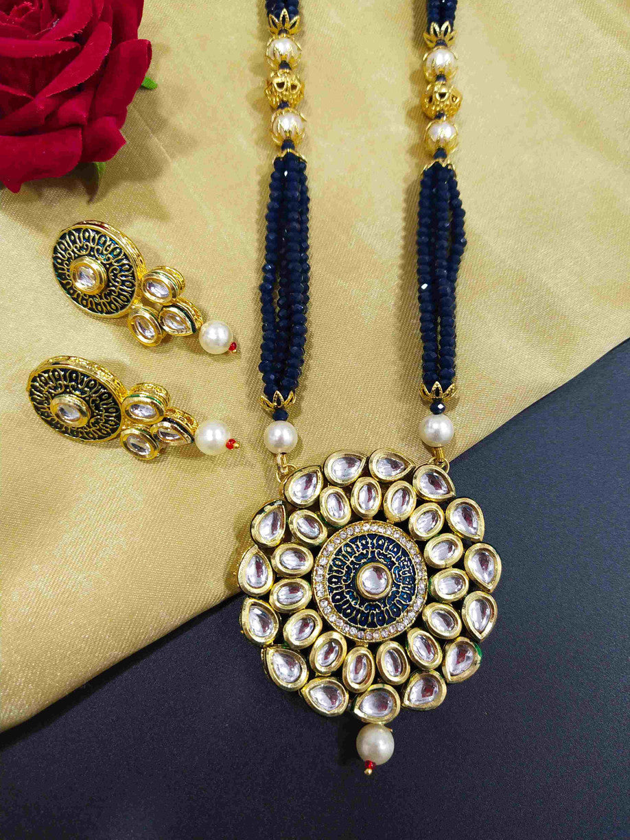 Kundan Long Necklace Set (K2 BLUE)