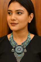 Gorgeous Stylish Handmade Navratri oxidised fabric fusion jewellery