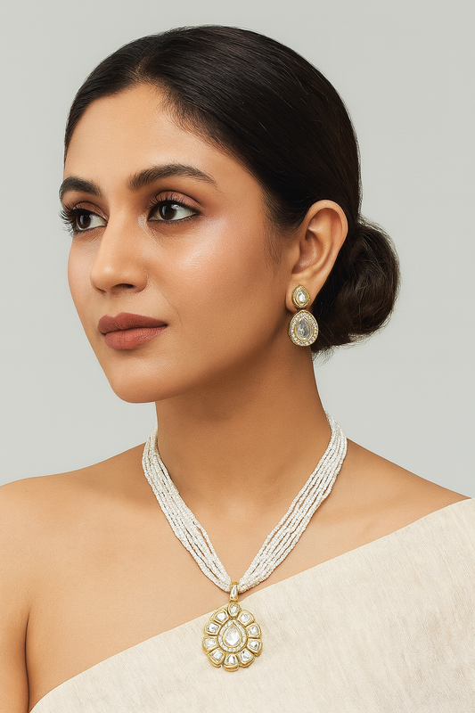 Charming Mood Kundan Pendant necklace earring set