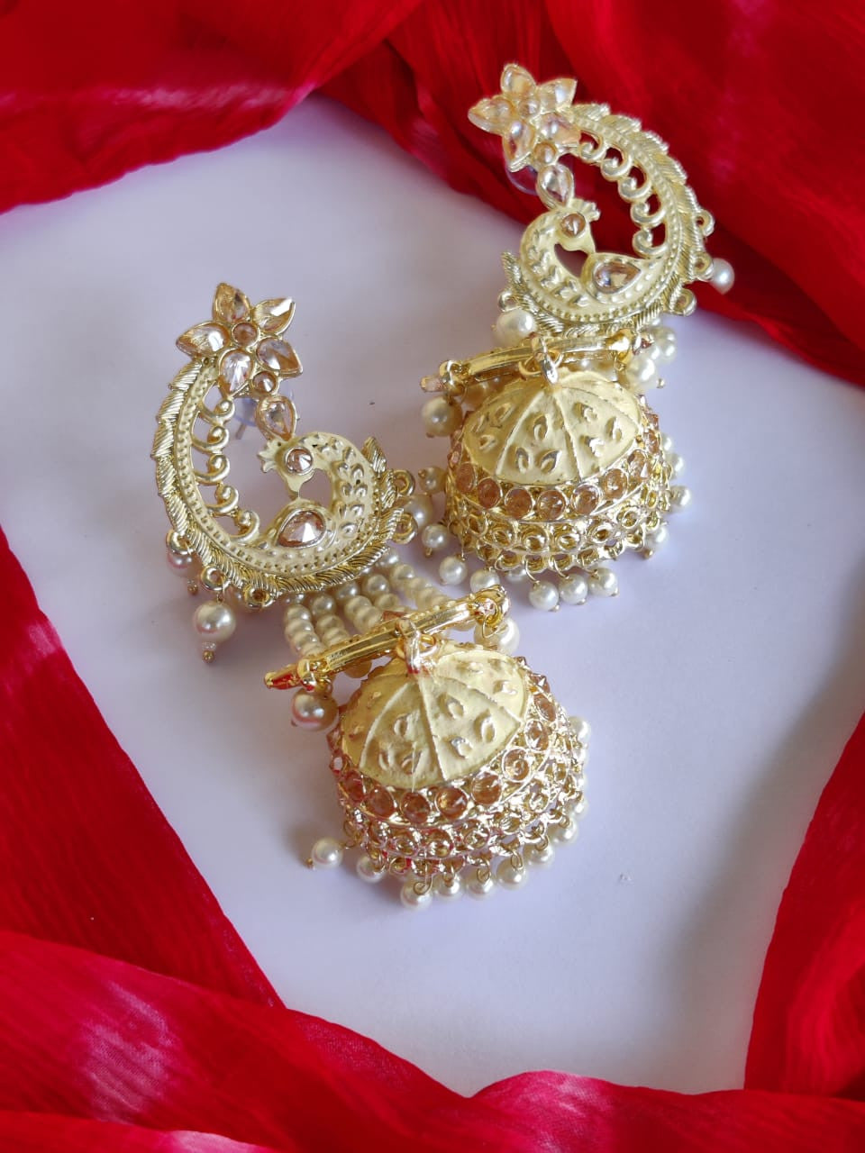 Meenakari Earring (ER23 CREAM) - Earrings Artificial from Knight Angel Jewels