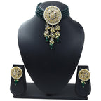 NS46 GREEN Kundan Necklace Earring Jewellery Set