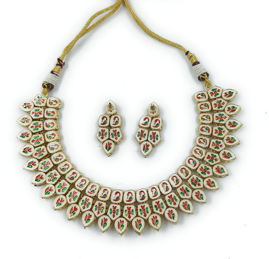 NS649 Kundan Necklace Earring Jewellery Set