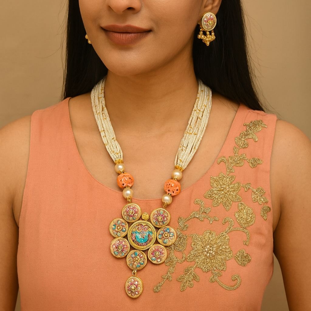 Festive Radiance Meenakari Long Necklace Set