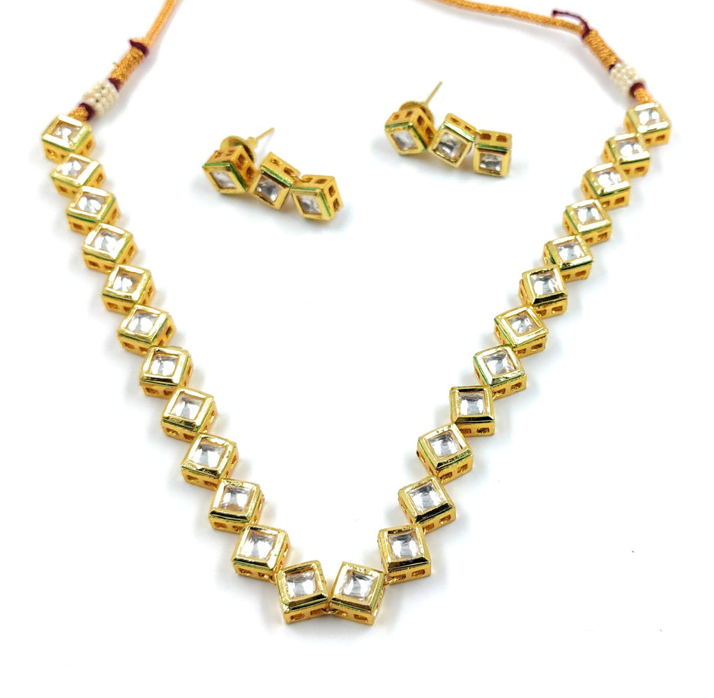 Single Line Kundan Set With Back Meenawork (K1 SQUARE)