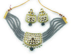 NS237 GREY Kundan Necklace Earring Jewellery Set