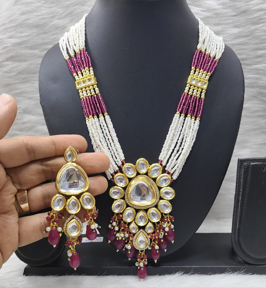 Opulent Beauty Kundan Purple long necklace set (K56)