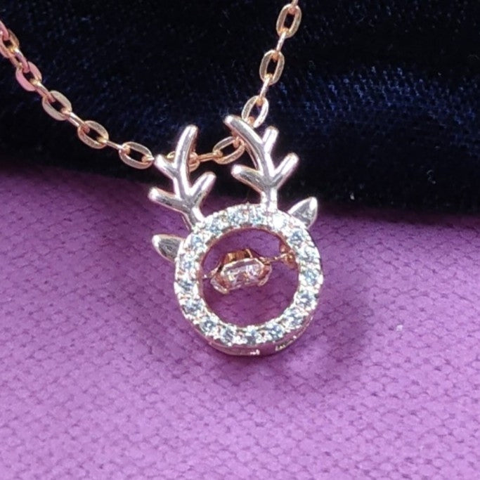 Raindeer rosegold pendant necklace for women and girls