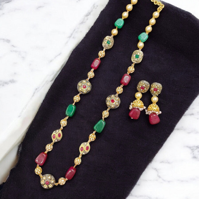 Exquisite Appeal Premium Quality Semiprecious Single line Stone Mala Set