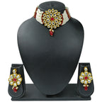 NS82 MAROON Kundan Necklace Earring Jewellery Set