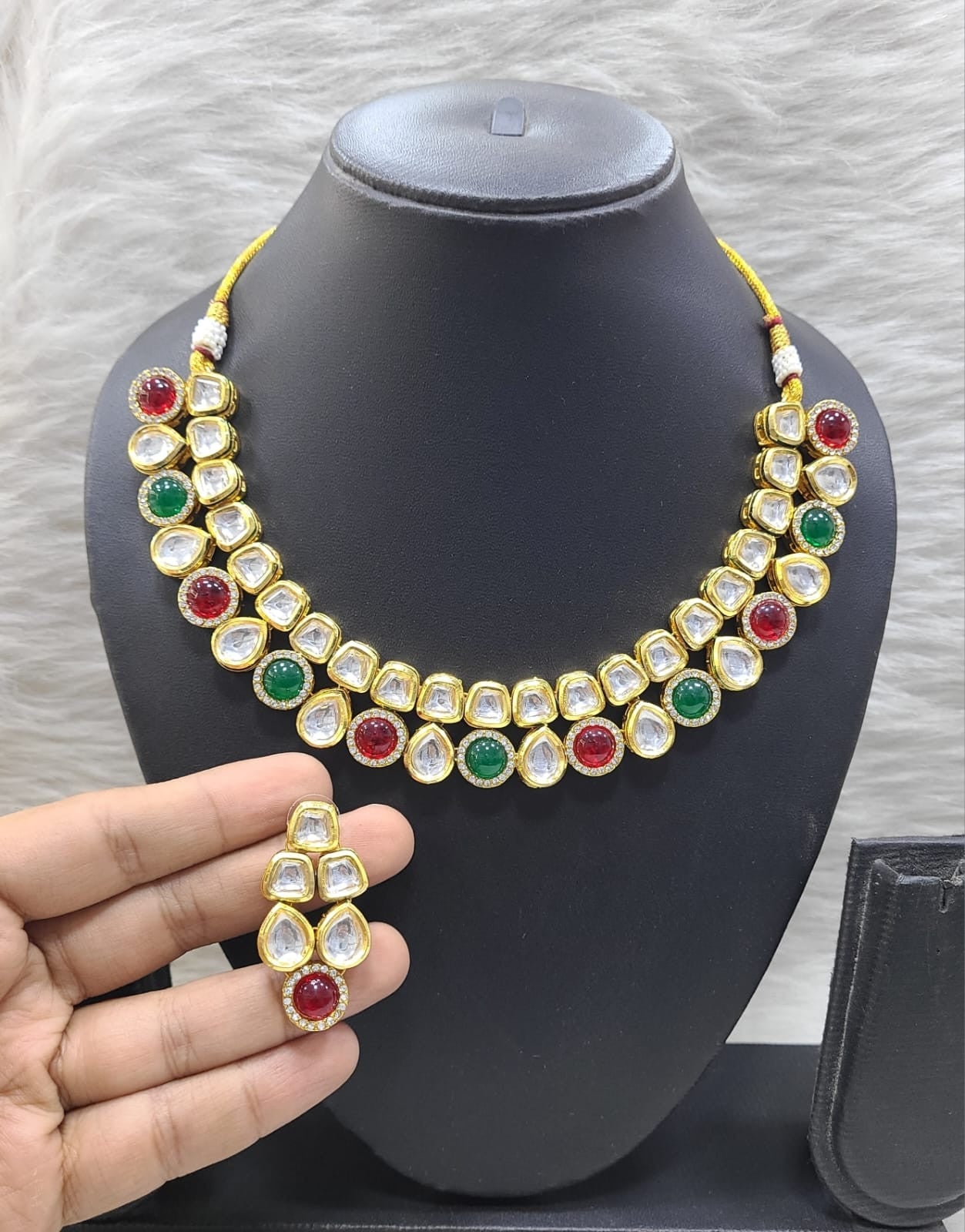 Bold Accent Premium kundan set with monalisa stone