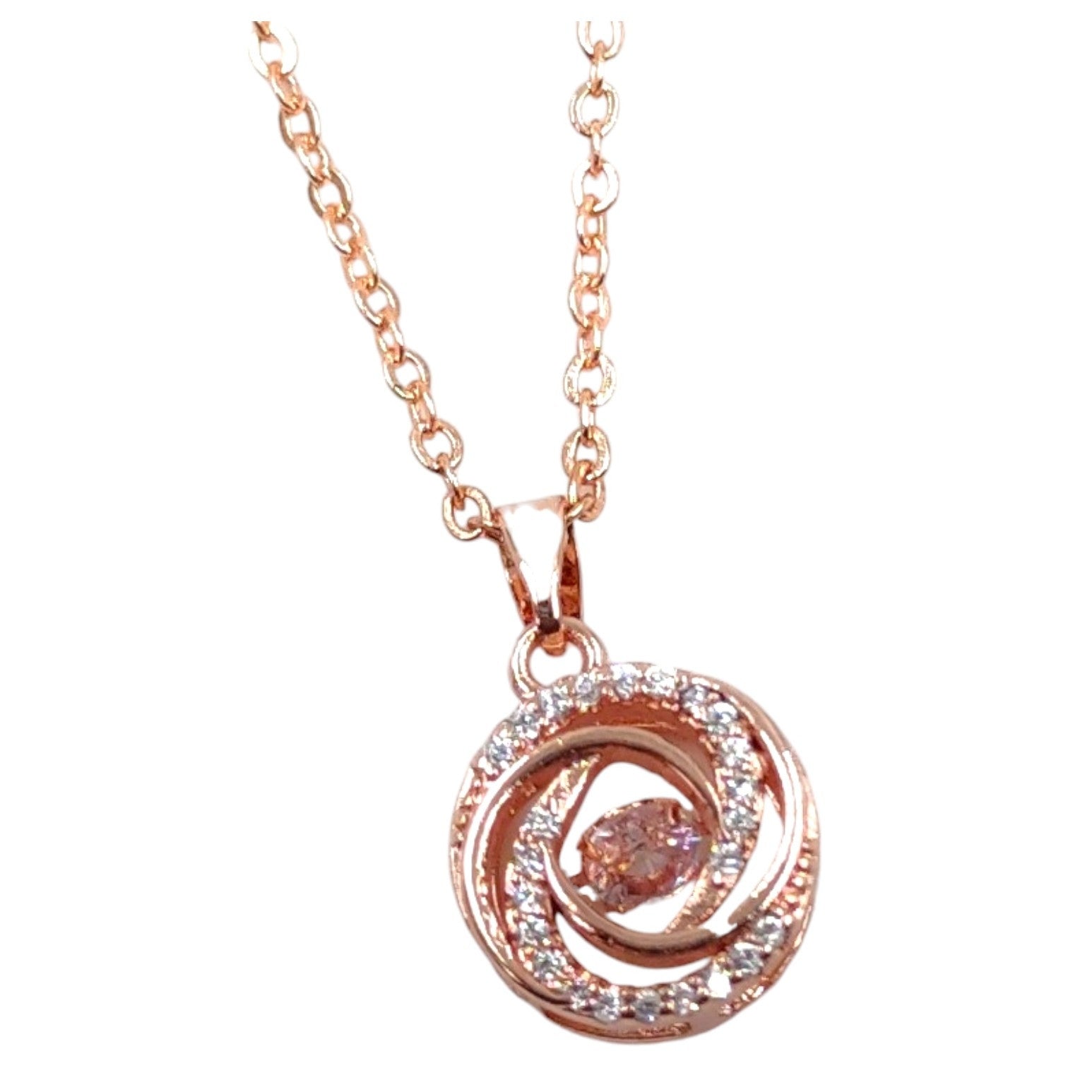 Round rosegold pendant necklace for women and girls