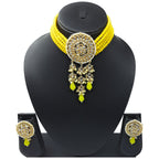 NS46 YELLOW Kundan Necklace Earring Jewellery Set