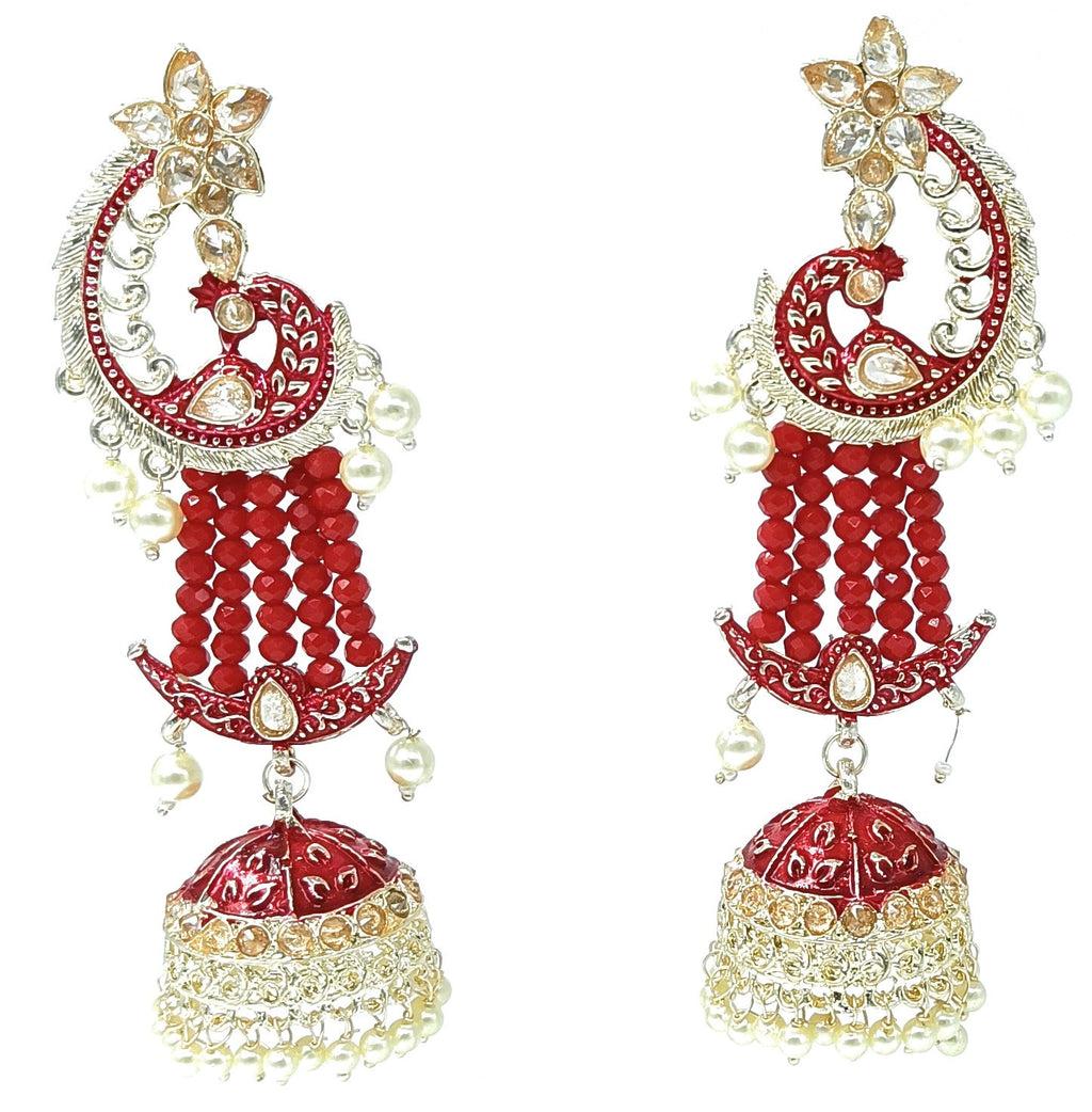 Meenakari Earring (ER23 RED) - Earrings Artificial from Knight Angel Jewels