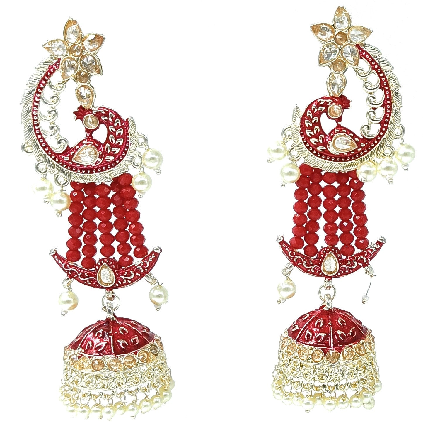 Meenakari Earring (ER23 RED) - Earrings Artificial from Knight Angel Jewels