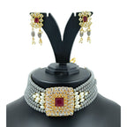 NS43 GREY Kundan Necklace Earring Jewellery Set