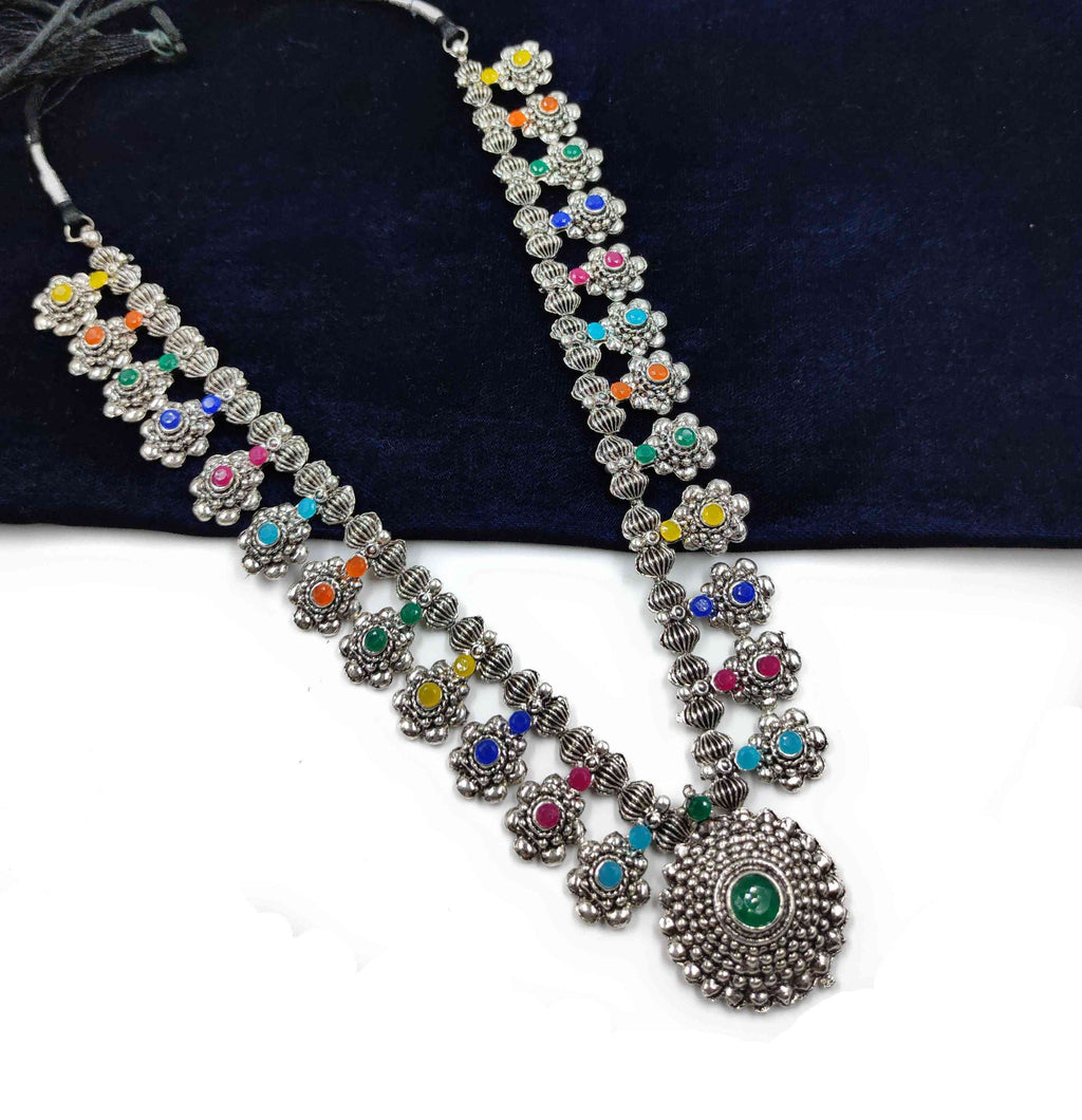 NS627 Multi Kundan Necklace Earring Jewellery Set