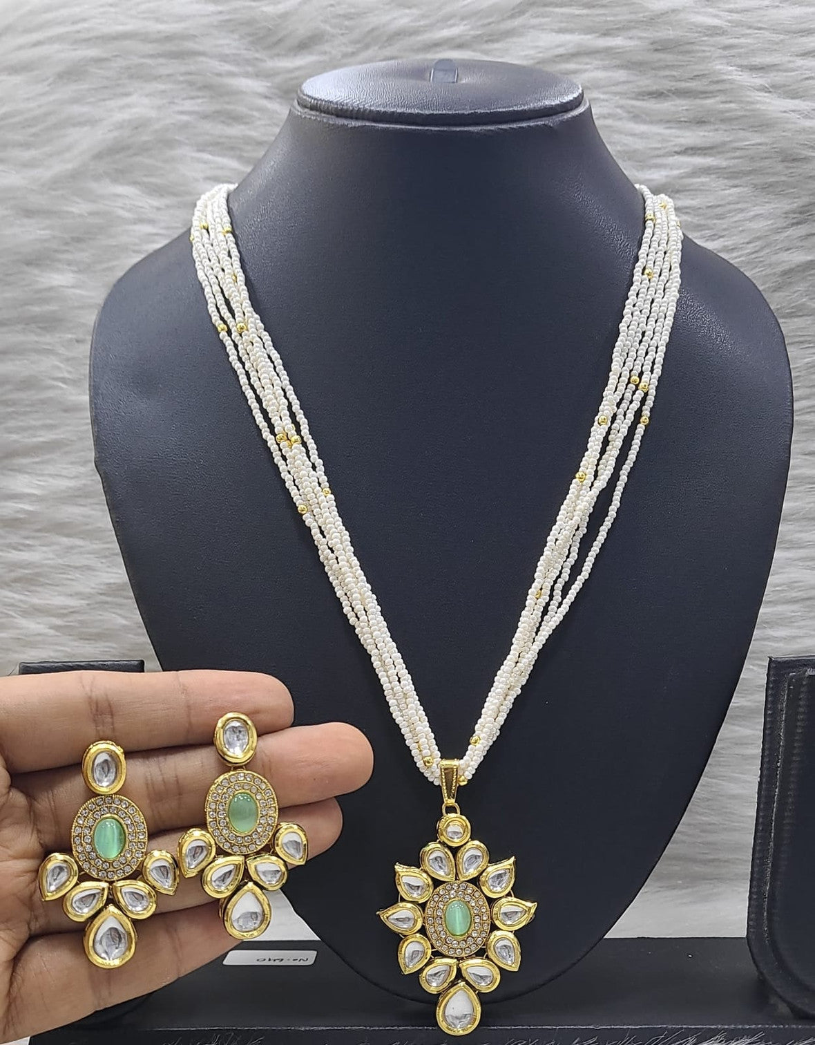 Ethereal Glam Kundan Pendant necklace earring set