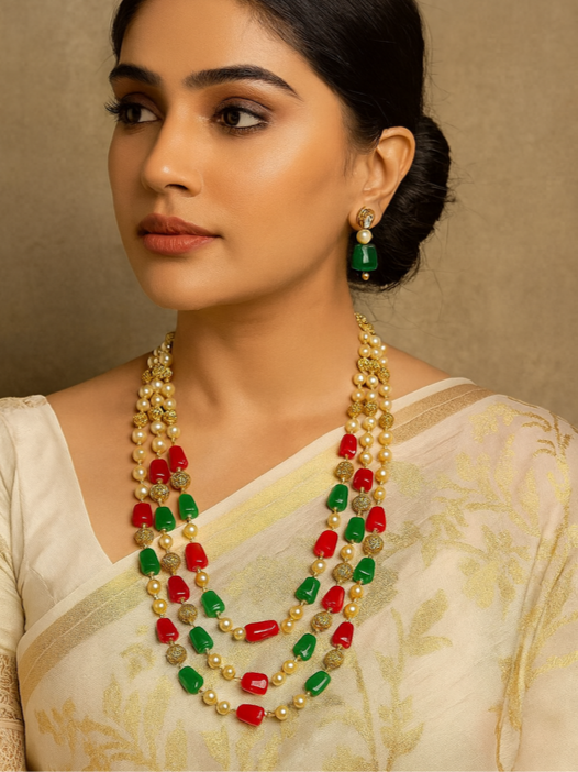 Posh Beauty Antique Pearl Necklace Set