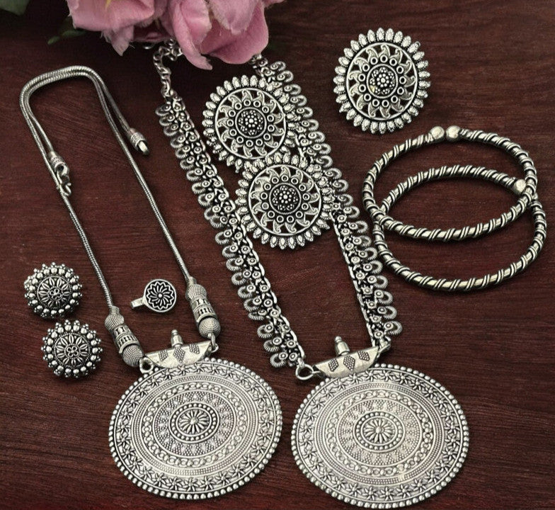 DS02 3 Oxidised Combo Necklace Jewellery set