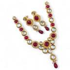 NS676 MAROON Kundan Necklace Earring Jewellery Set