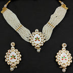 NS109 WHITE Kundan Necklace Earring Jewellery Set