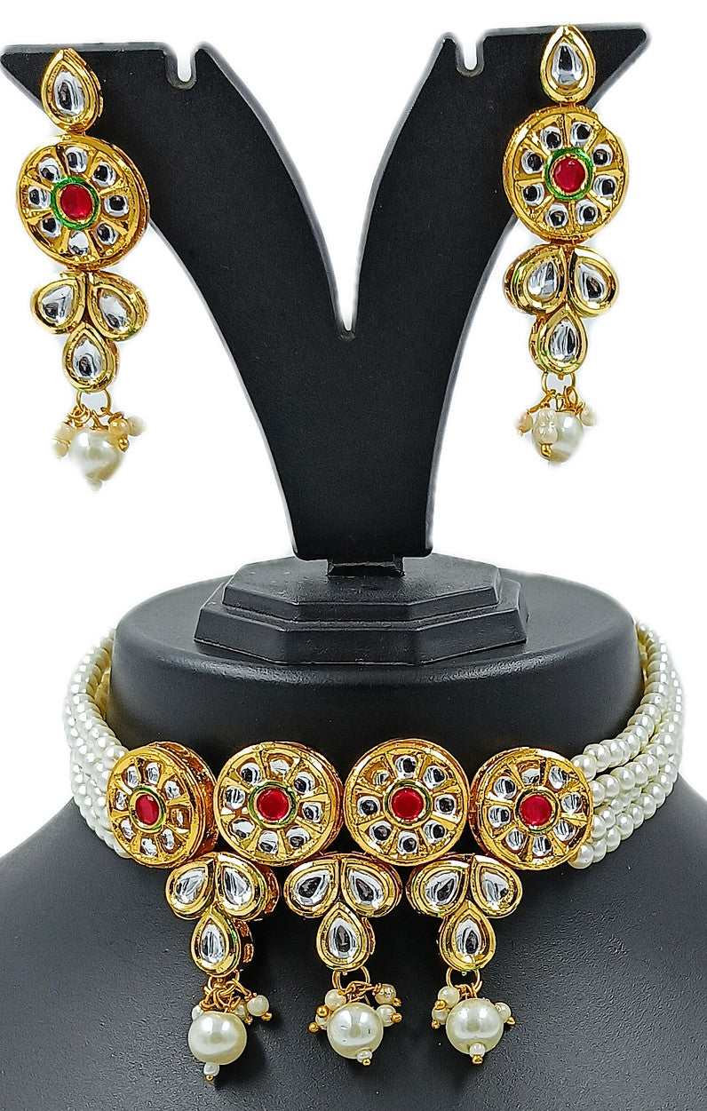 NS320 WHITE Kundan Necklace Earring Jewellery Set