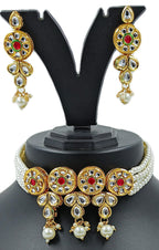 NS320 WHITE Kundan Necklace Earring Jewellery Set