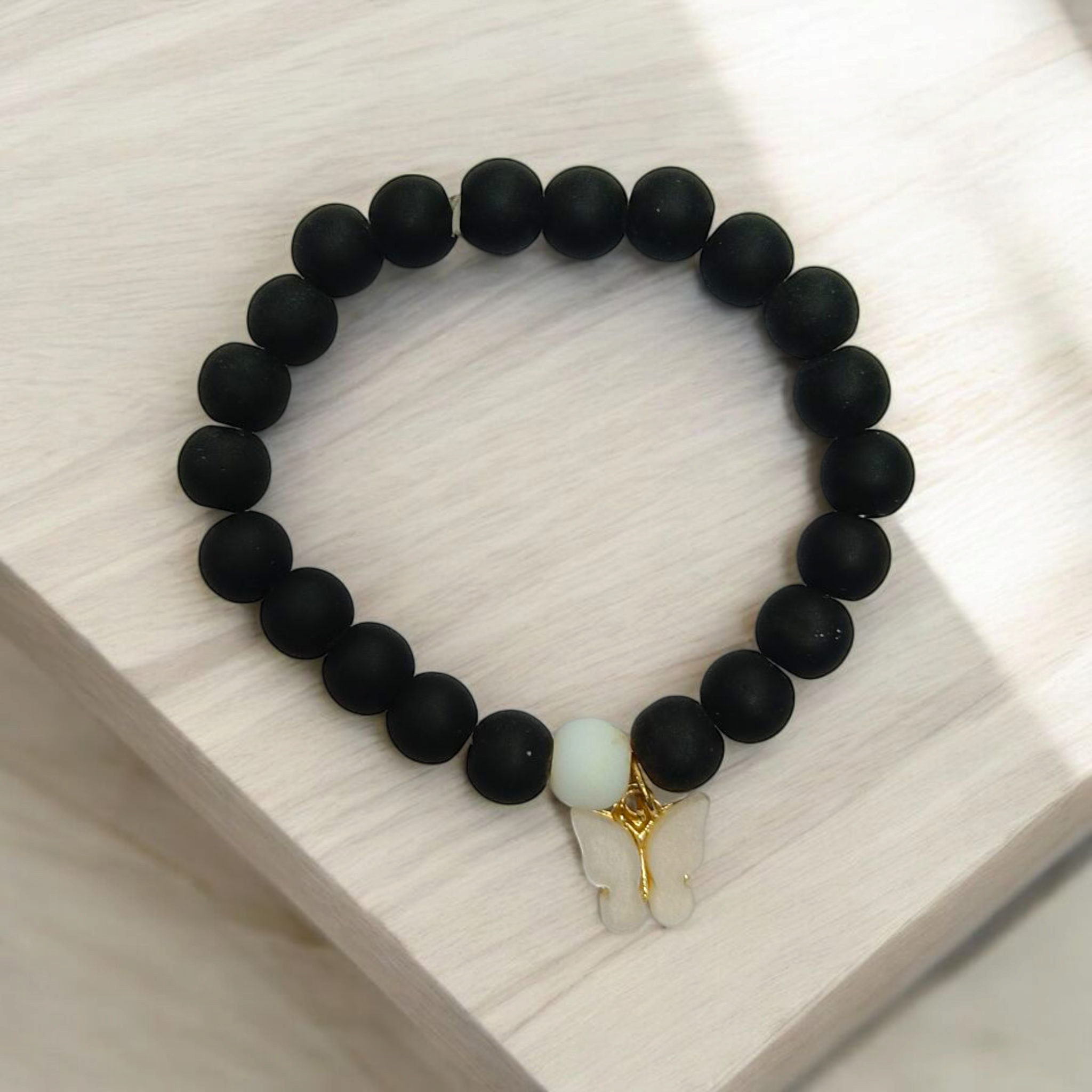 Modern Statement Butterfly Black Beads Bracelet for Women and Girls