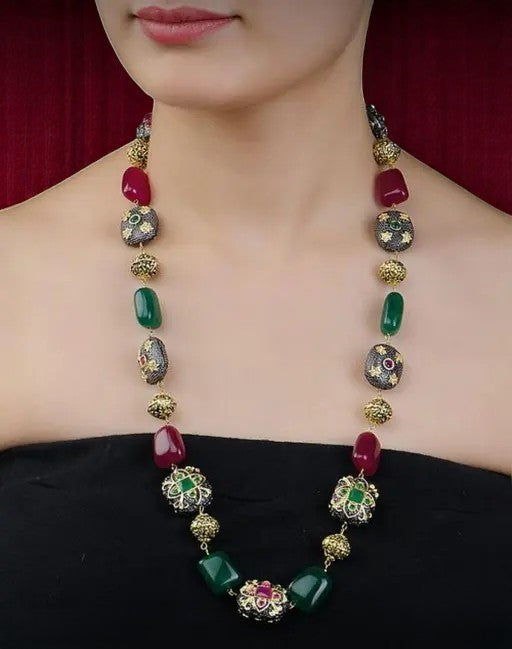 Premium Quality Semiprecious Single line Stone Mala Set