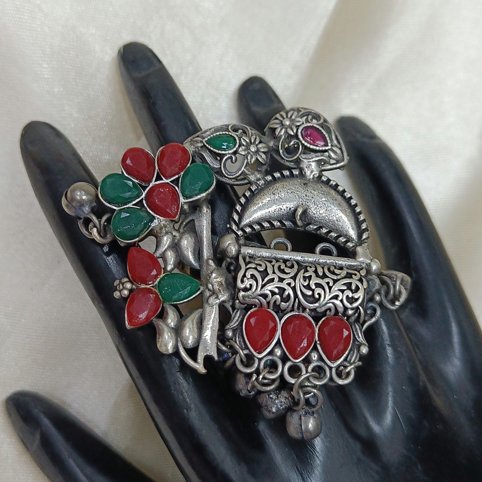 Graceful Exquisite Oxidised Silver Plated Ring
