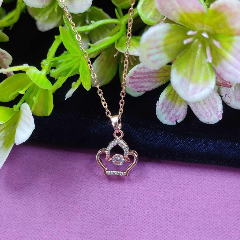 Crown rosegold pendant necklace for women and girls