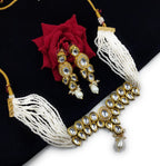 NS499 White Kundan Necklace Earring Jewellery Set