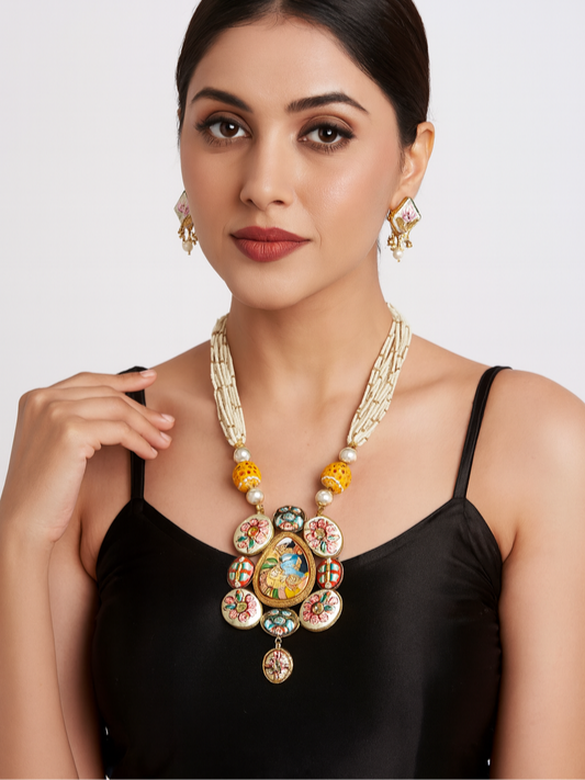 Traditional Elegance Meenakari Long Necklace Set