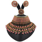 NS63 PINK Kundan Necklace Earring Jewellery Set
