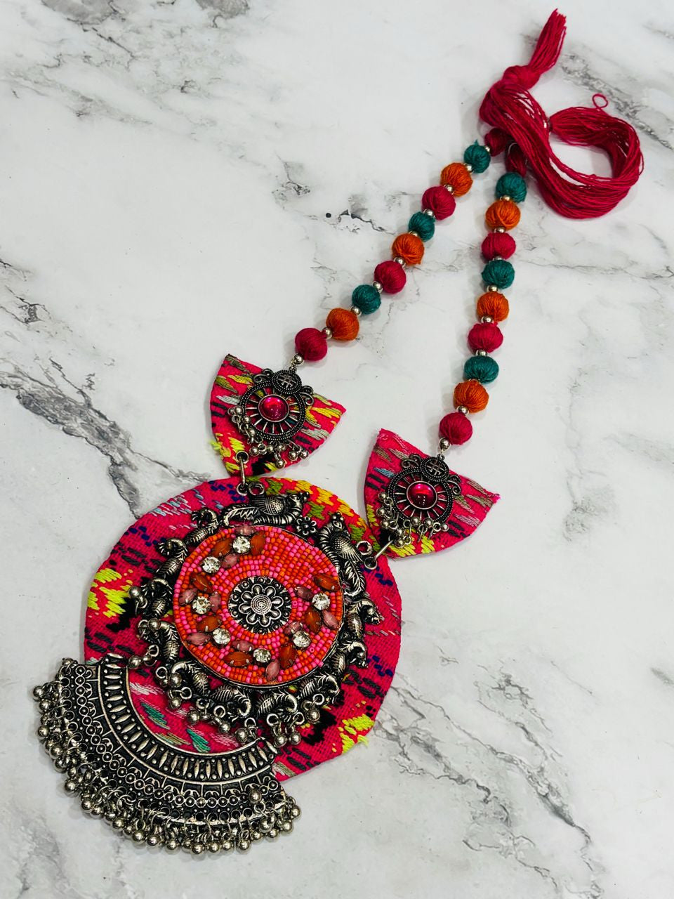 Classy Handmade Navratri oxidised fabric fusion jewellery