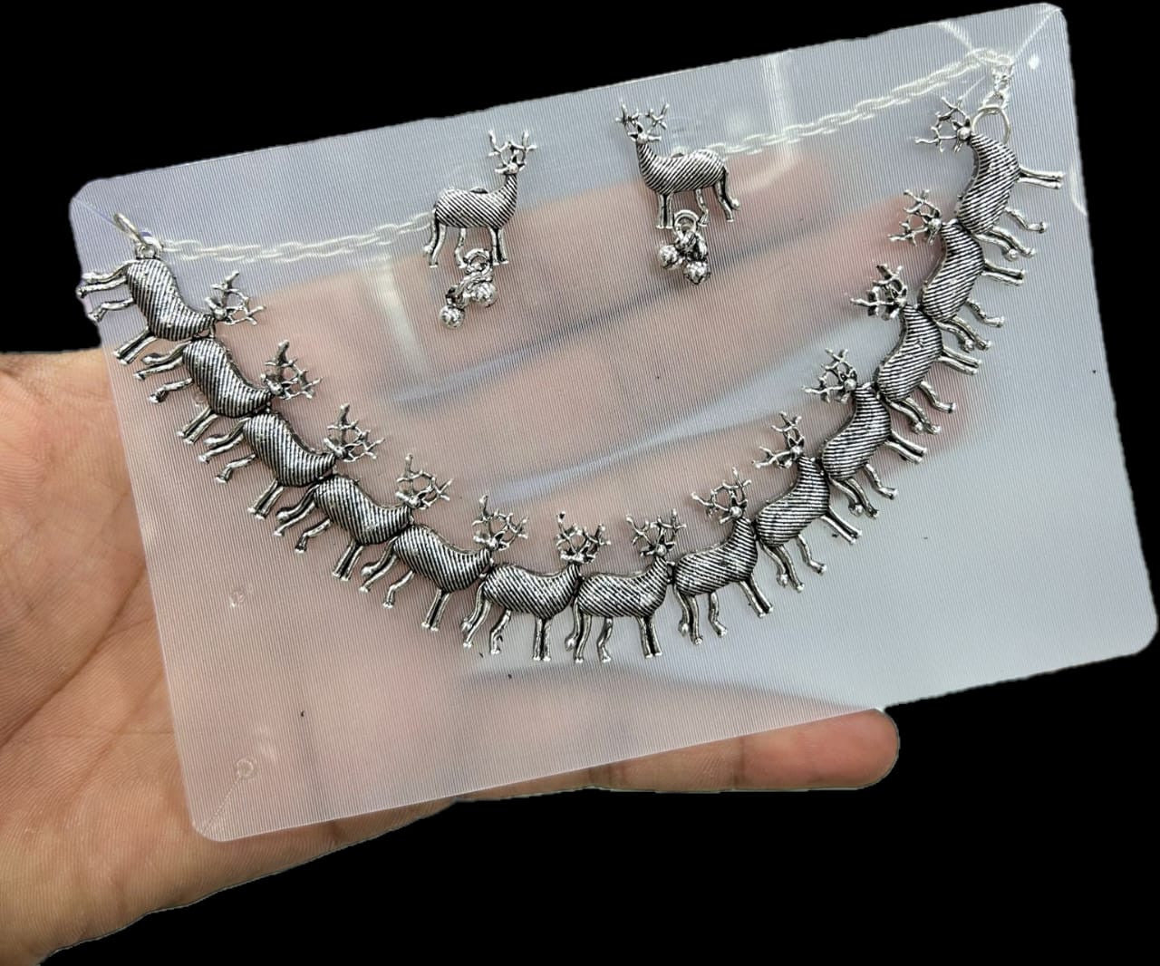 Classy indowestern oxidize set. (Oxidise Deer Necklace)