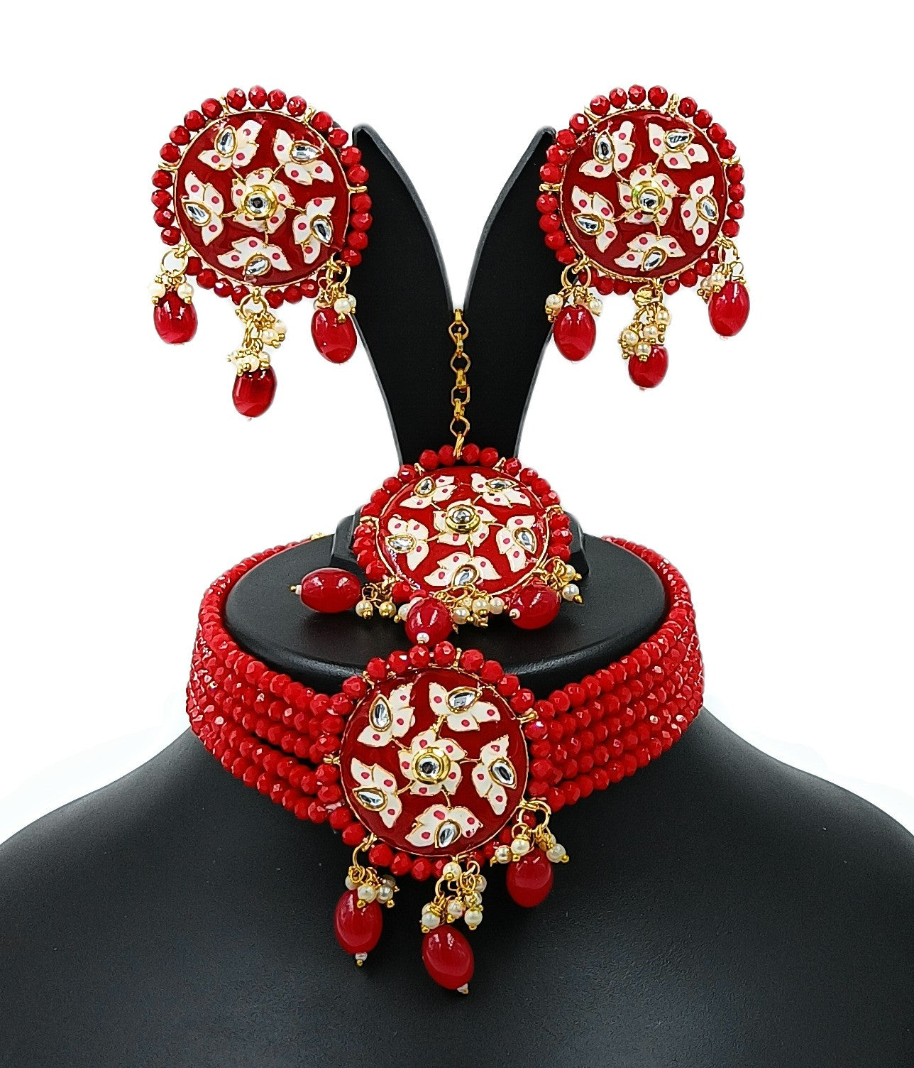 Vintage Appeal Meenakari Choker Set (Red)