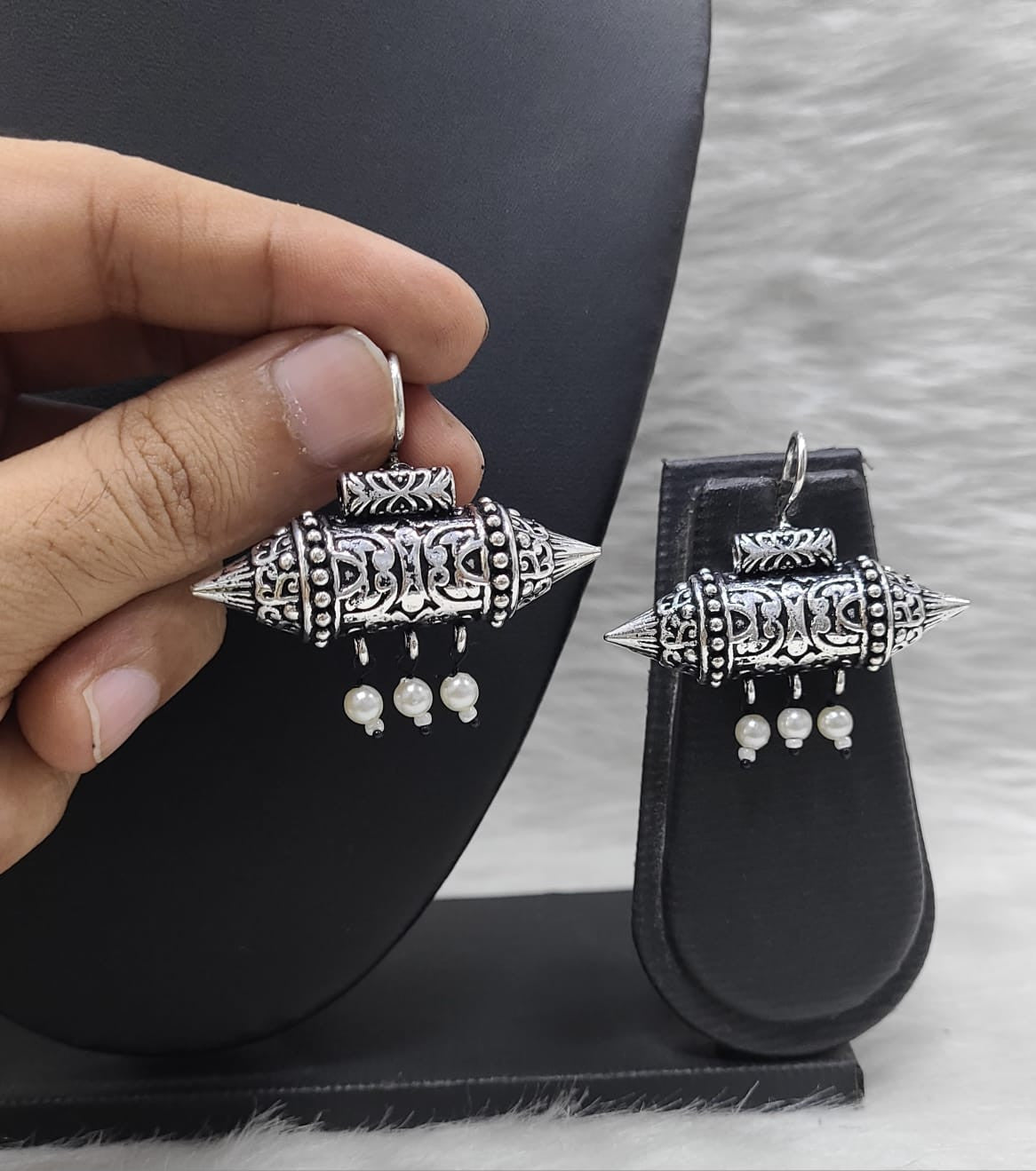 Delicate German Silver Earring Set - Oxidised German Earrings from Knight Angel Jewels